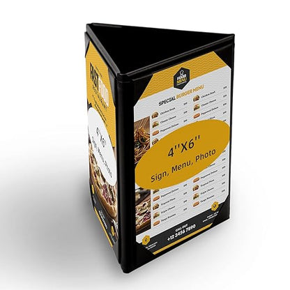 Menu Covers - Set of 10 Double-Sided Table Tent Cards for Restaurant, Dinner Party, and Bar Menus - Includes Bill Holder and Reserved Seating Signs - Easy to Clean and Foldable (10, 4"x6"Trifold)