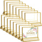 Smarpau 7x5 Gold Acrylic Sign Holder, 16 Pack Wedding Table Number Holders with Horizontal Stand, Double Sided Photo Picture Frames Stands, Flyer Stand, Paper Display Stand for Cafe, Restaurant