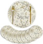 Artoid Mode Beige Snowflake Let It Snow Winter Placemats Set of 8, 14 Inch Seasonal Christmas Xmas Round Table Mats for Dining Decoration