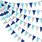 30 Ft Navy Blue Silver Pennant Banner Royal Blue Hanging Paper Triangle Bunting Flag Garland for Birthday Bridal Baby Shower Wedding Ahoy Achor Nautical Pirate Theme Party Decorations Supplies