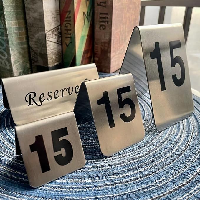 10 Pcs Metal Place Cards Stackable Tent Style Table Numbers，Place Card Holders for Celebration Wedding Party Restaurants Cafes Bars Gatherings meeting Room Board Game Serial (Small 21-30, Black)