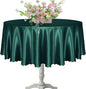 KKJIAF 1 Pack Round Table Cloths 90 Inch, Hunter Green Overlay Round Satin Table Cover, Silky Satin Dining Tablecloths for Wedding Buffet Parties Banquet Decoration