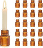 Hewory Glass Taper Candle Holders: 20 PCS Amber Elegant Candle Holder Candlestick Holders Bulk, Ribbed Glass Candle Holder Candle Sticks Holder Decor for Table Centerpiece Fall Thanksgiving Home Decor