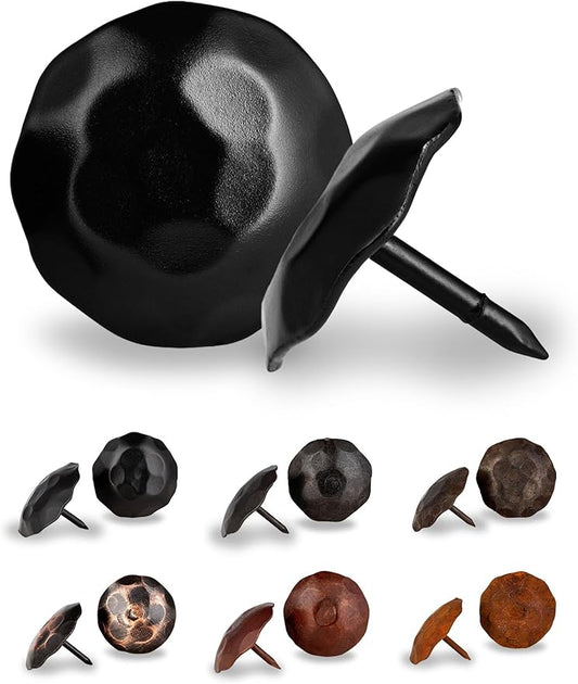 50 Pack 1.25" Round Head Iron Clavos Decorative Nails – Black – Handmade Rustic Round Fasteners for Farmhouse Shutters, Faux Wood Beams, Barn Doors, Shutters, Gates – Ornamental Wood Accent