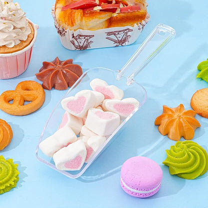 4Pcs Clear Plastic Ice Scoop for Freezer, Mini Candy Popcorn Scoops for Buffet Food Dry Goods, Flour Scoops for Canisters, 7.5 In (Clear)