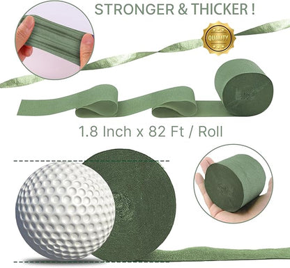 PartyWoo Crepe Paper Streamers 4 Rolls 328ft, Pack of Sage Green Crepe Paper for Party, Wedding, Birthday, Baby Shower Decorations (1.8 Inch x 82 Ft/Roll)