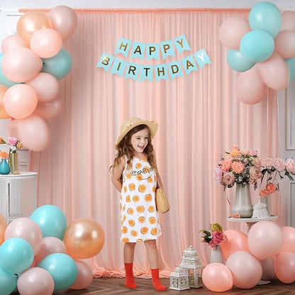 10x10 Peach Tulle Backdrop Curtains for Parties, Sheer Backdrop Curtain Wedding Photo Background Drapes for Baby Shower Photography Birthday Party