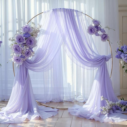 Wedding Arch Draping Fabric,1 Panel 18FT Purple Sheer Chiffon Curtain Drapes 6 Yards for Wedding Ceremony Birthday Party Decoration