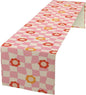 Vintage Floral Table Runner,60s Retro Color Funky Hippie Print Table Cloth Kitchen Dining Table Home Party Decoration 13x60 Inch