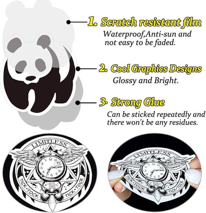QTL Black and White Stickers for Adults Funny Stickers for Laptop Skateboard Bumper Bike Car Decals Waterproof Vinyl Pack 100Pcs