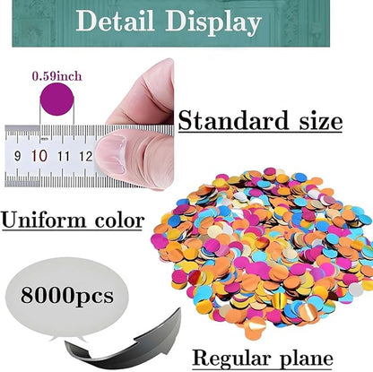 Multicolor Metallic Foil Confetti(0.59 inch) Round Dots Glitter Rainbow Table Confetti for Party Wedding Decorations,2.11 OZ per pack