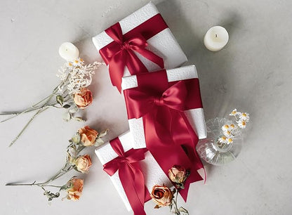 Burgundy Satin Ribbon 2.5 Inch Double-Faced Ribbons 25 Yards for Christmas Gift Wrapping Flower Bouquet Wedding Paper Bows Invitations Crafts