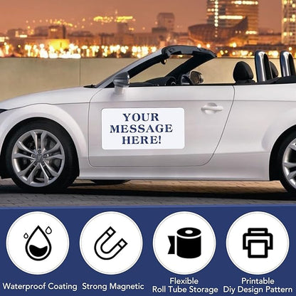 DIYMAG 4Pcs Blank Car Magnets,Door Magnet Rounded Corners Magnetic Set for Vehicle to Advertise Business Cover Company Logo Prevent Cars Scratches Dents, White, 24/" x 12/" -4P
