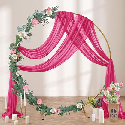 Hot Pink Wedding Arch Draping Fabric 29" x 20 FT Wedding Drapes for Backdrop Sheer Curtains Drapes for Romantic Bridal Baby Shower Decorations Ceremony Birthday Party Fall Outdoor Events