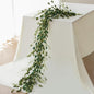 Mizii Fall Garland Artificial Flower Garlands 6 Feet Fake Wildflower Floral Garland Hanging Vines Flowers Decorations for Mantle Table Centerpieces Room Wall Fireplace Wedding Fall Decor (Green)