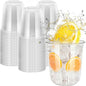 60 Pcs Disposable Stemless Clear Glasses 12 oz NATURAL Arc Crystal Plastic wine glasses Clear Classic Pet Cup for Meeting Weddings Birthdays Cocktail Christmas Party Supplies