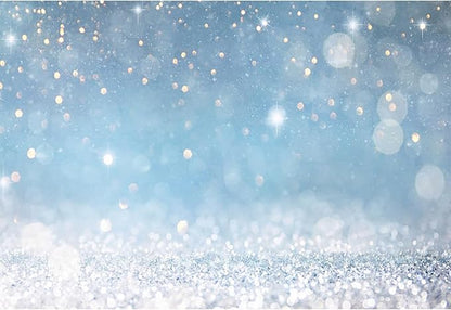 6x4ft Blue Bokeh (Not Glitter) Backdrops Birthday Party Abstract Golden Sparkling Spots Photography Background Baby Shower Wedding Prom Graduation Party Bokeh Decor Banner Photoshoot Props