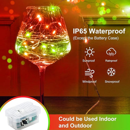 ZGWJ 24 Pack Christmas Fairy Lights Battery Operated, 7ft 20LED Mini Fairy String Lights Silver Wire 3 Modes Waterproof for Christmas Tree DIY, Parties, Bedroom Decorations Red&Green