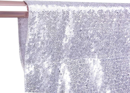 SquarePie Sequin Backdrop Curtain Not See Through Background for Wedding Party 20FT x 10FT Silver