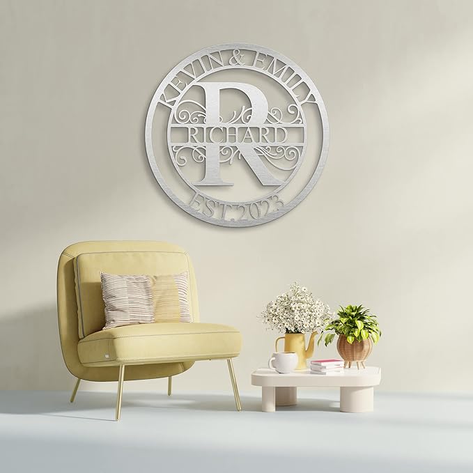 Custom Metal Sign - Last Name Signs - Monogram Wall Decor- Family Sign - Metal Signs for Outdoor - Personalized Wedding Gift for Couples