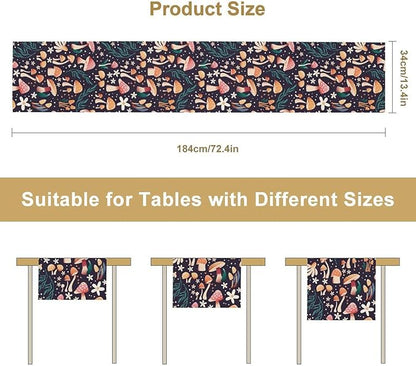 Mushroom Table Runner,Retro Forest Plant Table Cloth Farmhouse Kitchen Dining Table Decoration for Home Party Decor 13x108 Inch