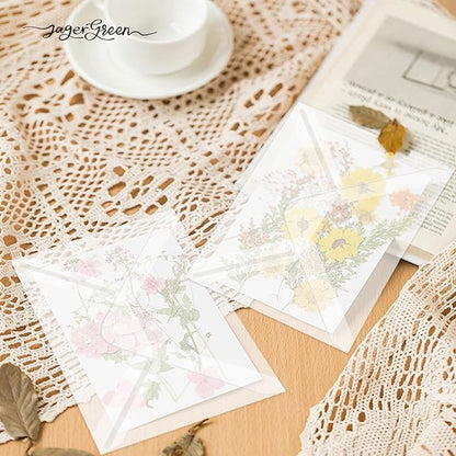 50 Pack 5x7 Vellum Envelopes Letter Size, A7 Translucent Glassine Envelopes for Wedding Invitation, Envelope 5.4x7.6 for Thank You Cards, Birthday Greeting, Lottery Ticket, Stamp Collecting