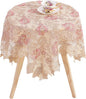 Round Embroidered Lace Tablecloth Vintage Decorative Exquisite Border Table Cover for Party Wedding Home Decorations, Round-60, Pink
