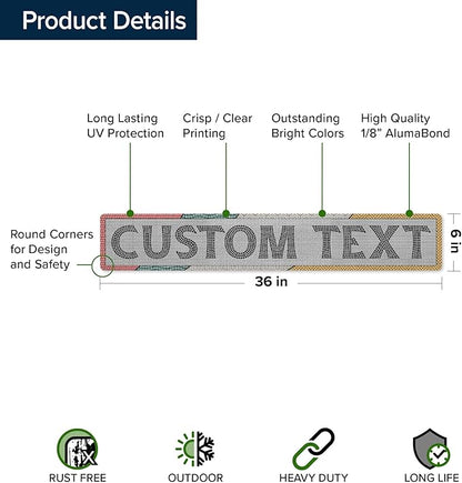 Custom Sign, Custom Street Sign, 11 Font Colors, 13 Font Styles, 4 Hole Options, 22 Sizes, 6x36 Inches, Rust Free DiBound, Fade Resistant, Made in USA by My Sign Center (Fauxsaic 2)