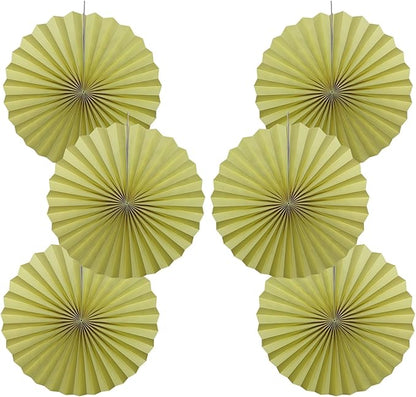 BARTHEW Yellow Hanging Paper Fans,Yellow Accessories Paper Decorations for Party,Color Party Decorations,Bee Themed Classroom Decor,16in Hanging Paper Fans 30 Color DIY Set （Light Yellow）