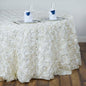 Efavormart 132" Wholesale Round Table Cover Ivory Grandiose Rosette 3D Satin Tablecloth for Wedding Party Event Decoration