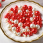 200 Pcs Vase Filler Beads White and Red Pearl Beads for Vase No Hole Pearls for Centerpieces Vases Home Table Party Decor Wedding DIY 8/14/20mm