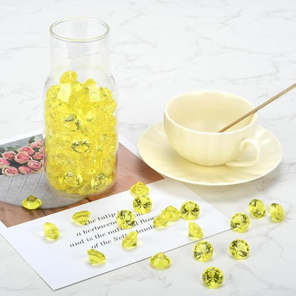 Fake Diamond Christmas Decoration, 280 pcs 20 mm Acrylic Diamond for Table Scatters Vase Fillers Yellow