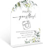 Greenery Photo Guestbook Sign, 6 x 8 Inch White Arch Acrylic Wedding Sign with Holder, Wedding Sign for Ceremony and Reception, Wedding Decoration, Wedding Supplies - LY06