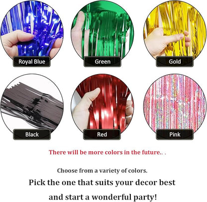6 Pack Royal Blue Total 60 Feet Foil Fringe Garland Metallic Tinsel Banner Wall Hanging Drapes Parade Float Skirting Decorations for Trailer Mardi Gras Party Birthday Wedding