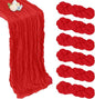 6 Pack Red Cheesecloth Fall Table Runner 10ft Boho Gauze Fabric Cheese Cloth Thanksgiving Christmas Table Runner 35 x 120 Inch Rustic Sheer for Wedding Decor Bridal Shower Party Centerpiece Decoration