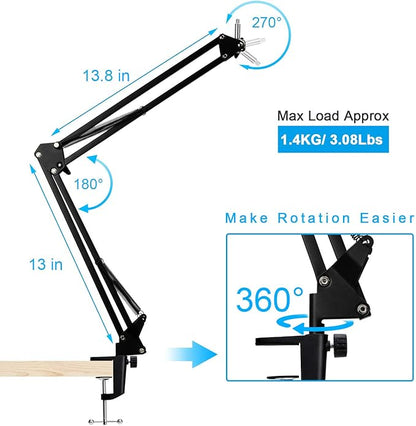 Wave 1 Microphone Stand, Professional Mic Boom Arm Stand Compatible with Elgato Wave 1 USB Condenser Microphone by SUNMON