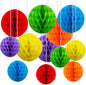 CC wonderland zone 12pcs Rainbow Paper Honeycomb Balls,Colourful Hanging Tissue Pom poms for Party Decoration,6inch&10inch