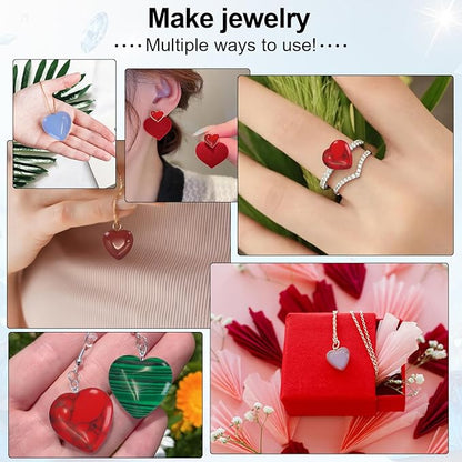 Healing Crystals,Virekm 30PCS Heart Healing Crystals Amethyst Heart Love Stones Set Palm Thumb Gemstones Chakra Reiki Balancing Gifts for Men Women (Colorful - 30 PCS)