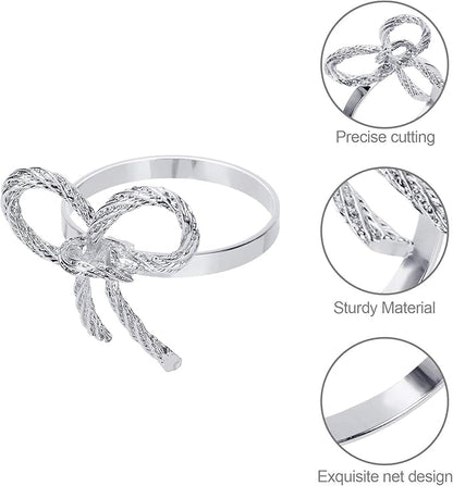 Pack of 18 Napkin Rings Alloy Hollow Out Flower Napkin Holder Dinning Table Napkin Ring for Dinner Parties Wedding Banquet Table Setting Family Gatherings Table Decor（Silver，18）