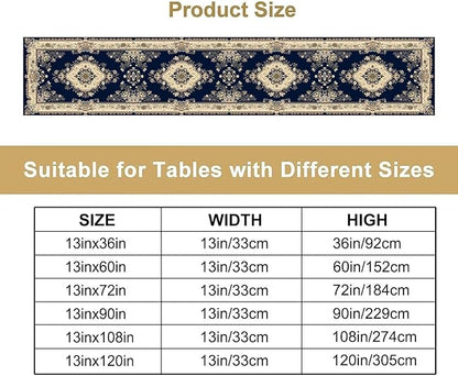 Vintage Elegant Farmhouse Table Runner Blue Beige Flower for Home Farmhouse Kitchen Table Dining Coffee Room Garden Party Wedding Decor 13x108in