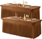 Wish Care 2 Pack Brown Spandex Table Clothes for 4 Foot Rectangle Tables, 4FT Wrinkle Free Fitted Tablecloths Ruffles Design Table Cover for Party, Banquet, Wedding and Events