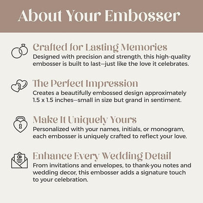 Personalized Wedding Embosser | Custom Made with Initials or Monograms for Couples | Elegant Designs for Stationery, Invitations, Napkins, and More (Design 2)