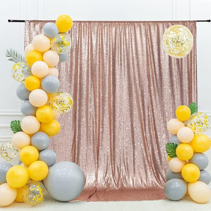 Eternal Beauty Rose Gold Sequin Backdrop, 10x10 Ft Glitter Background Curtains for Shimmer Photography Party Wedding Birthday Back Drop Decor