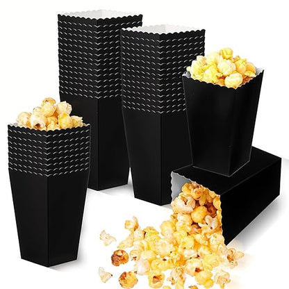 200 Pcs Popcorn Boxes, Mini Paper Popcorn Box, Cardboard Popcorn Container for Party, Disposable Snack Candy Popcorn Bags, Popcorn Holder for Birthday Wedding Decoration, 2 x 4.5 x 2.8 Inch (Black)