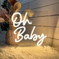 Oh Baby Table Number Neon Sign Desk Lamp Night Light Wedding Letter LED Neon Sign Wedding Table Decorations Neon Light Bedroom Home Room Decor Christmas Party Warm White USB 25×24 CM