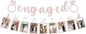 Pre-Strung Engaged Photo Banner - Rose Gold Glitter Engagement Party Decoration Supplies with Romantic Memories Picture Card Frames for Bachelorette, Bridal Shower, Wedding Party Photo Booth Props