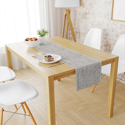 Snycler Table Runner Boho Table Runners Vintage Elegant Farmhouse Table Center Linen Decor for Home Dining Party Entrance (13x72 Inch) Gray