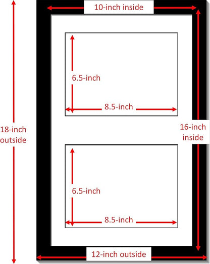 Creative Picture Frames 10X16Bk-W Black Vertical Double Diploma Frame With 2 Opening White Matting | Holds 2-6X8-Inch Documents With Installed Wall Hanger (White Mat-Vertical Black Frame, 7X9)