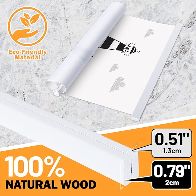 8x10 8x12 8x18 Poster Frame, Magnetic Light Wood Wooden Frame Hanger for Photo Picutre Canvas Artwork Art Print Wall Hanging (1 Pack, 8", White)