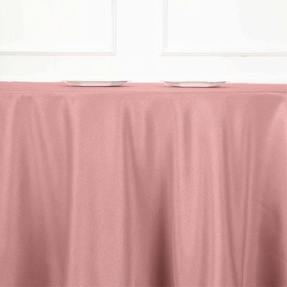 Efavormart Round Tablecloth, 120 Inch Stain & Wrinkle Resistant Washable Table Cloth, Decorative Polyester Fabric Table Cover for Banquet, Wedding, Dining - Dusty Rose